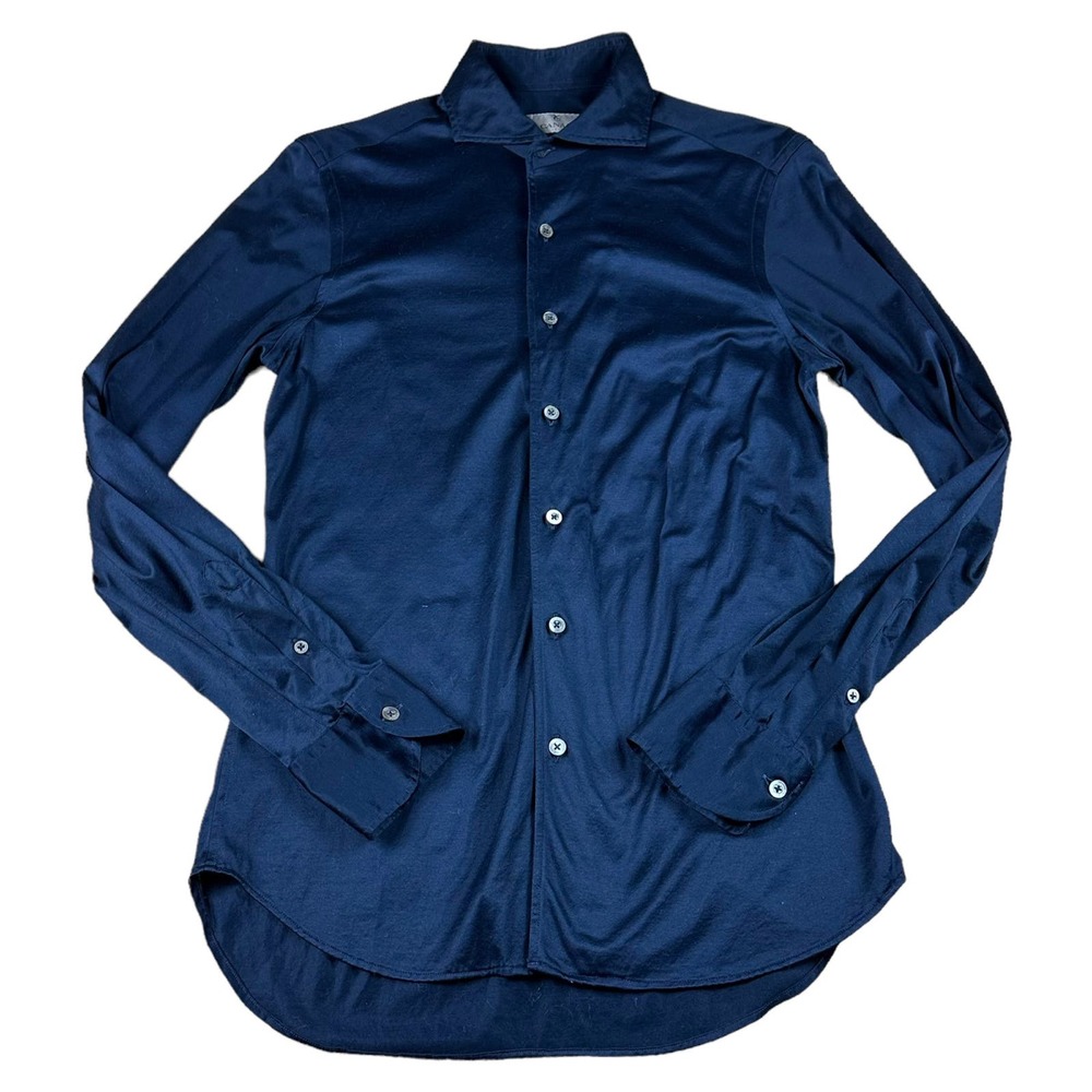 CANALI Navy Blue Button Down Long Sleeve Dress Shirt Men's Size Medium Slim Fit